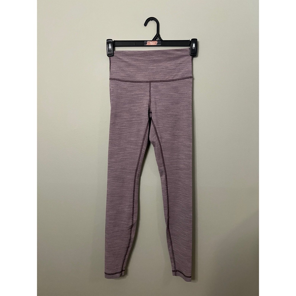 Lululemon Wunder Under 7/8 Leggings Women Size 6 Purple Stripes